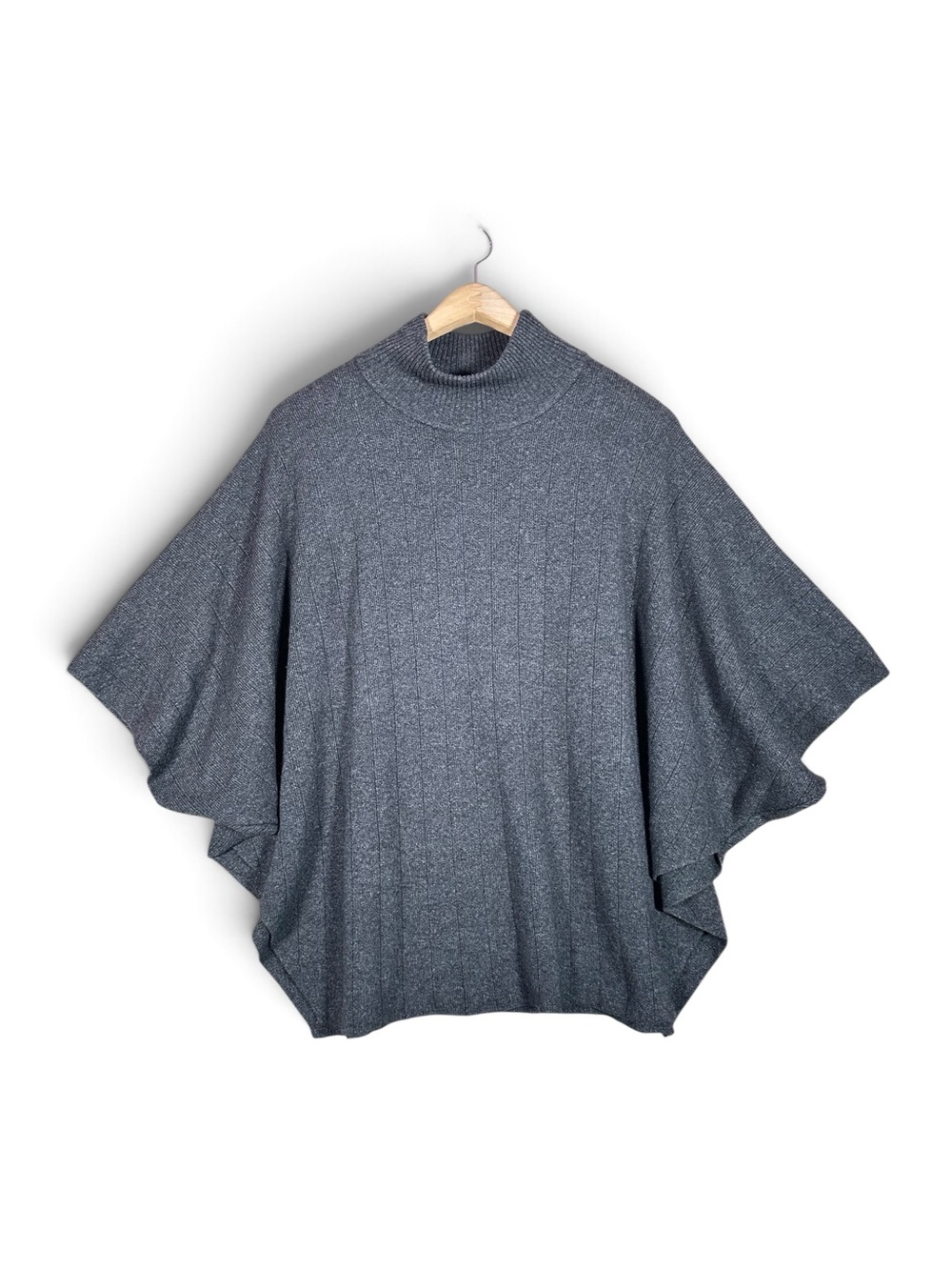 NOTE DI ANITA Merino Wool Cashmere Ribbed Knit Poncho Sweater
